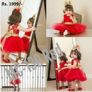 Goldeb Sequence Bow Red Baby Girl Dress MC-130